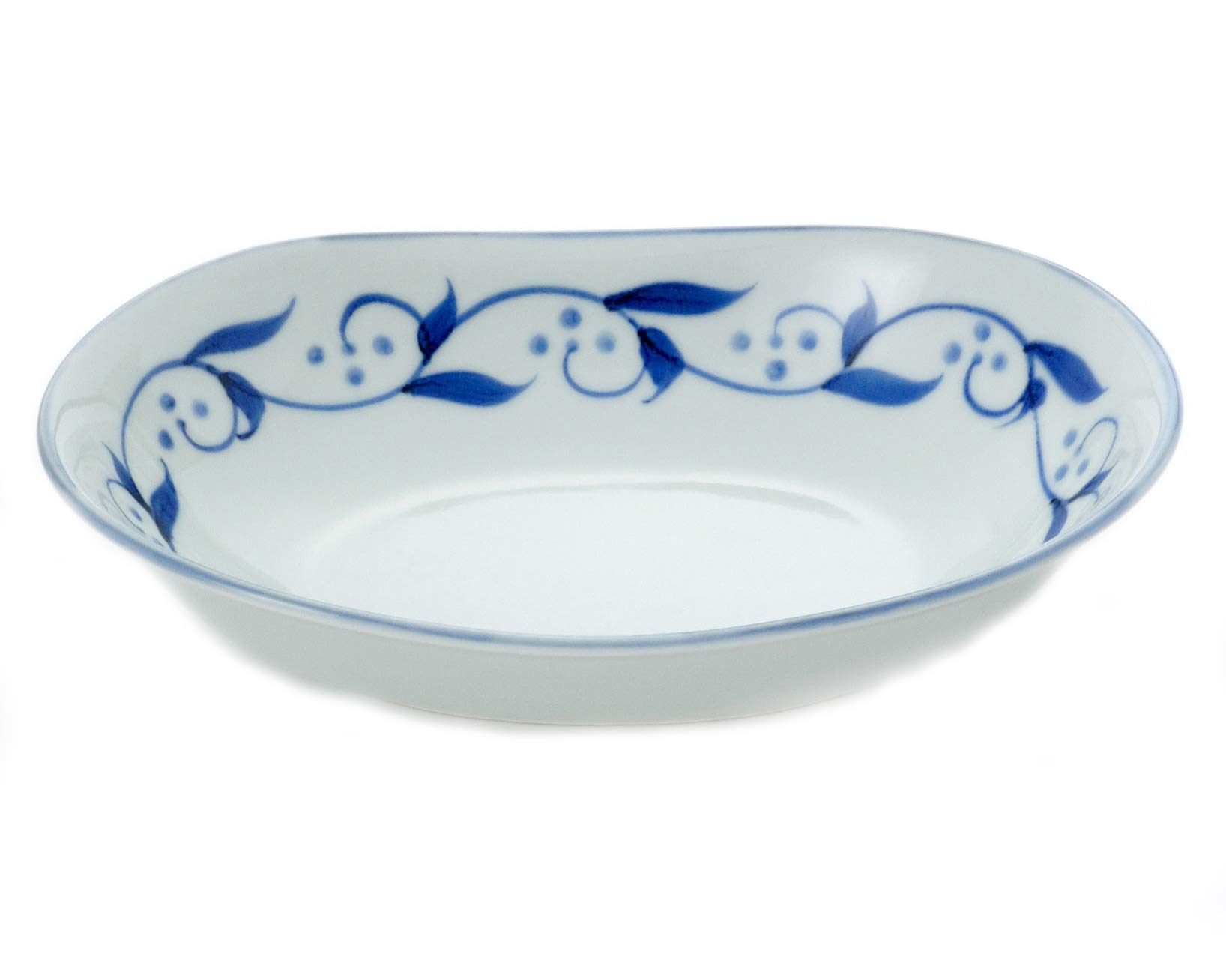 砥部焼 砥部焼 梅山窯 4.7寸平鉢（内外呉須巻）【和食器通販e-tobeyaki